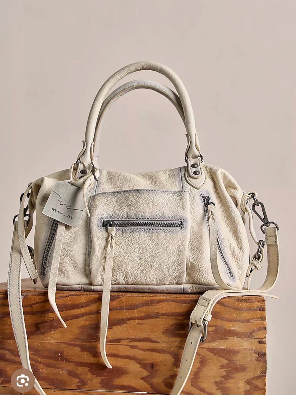 Free People We The Free Baby Emerson Leather Tote Bag Salt NWT